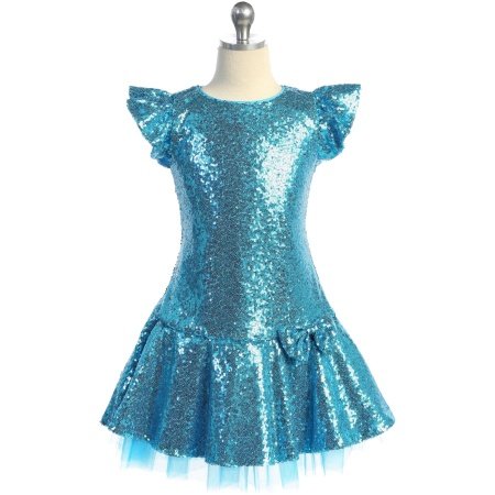 Sequin Ruffle Sleeves Tutu Dress