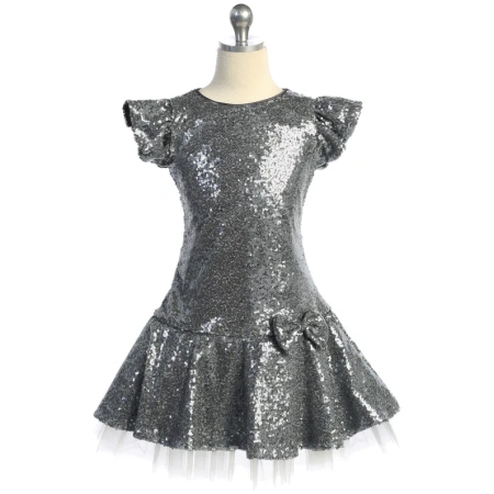 Sequin Ruffle Sleeves Tutu Dress - Image 2