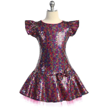 Sequin rainbow dress with tulle - Image 2